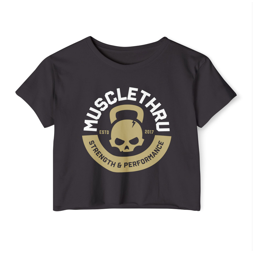 Muscle Thru Women's Crop Top- Main Skull