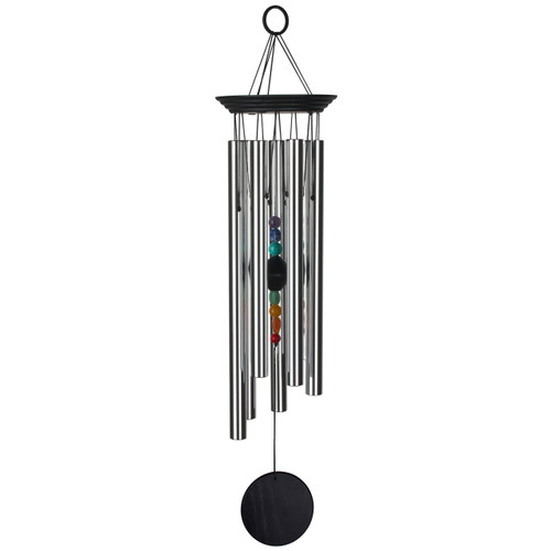 Chakra Stone Wind Chime with Black Top Piece and Windcatcher