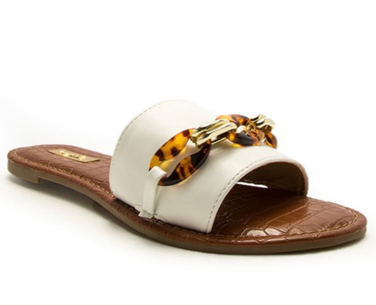 white leopard sandals