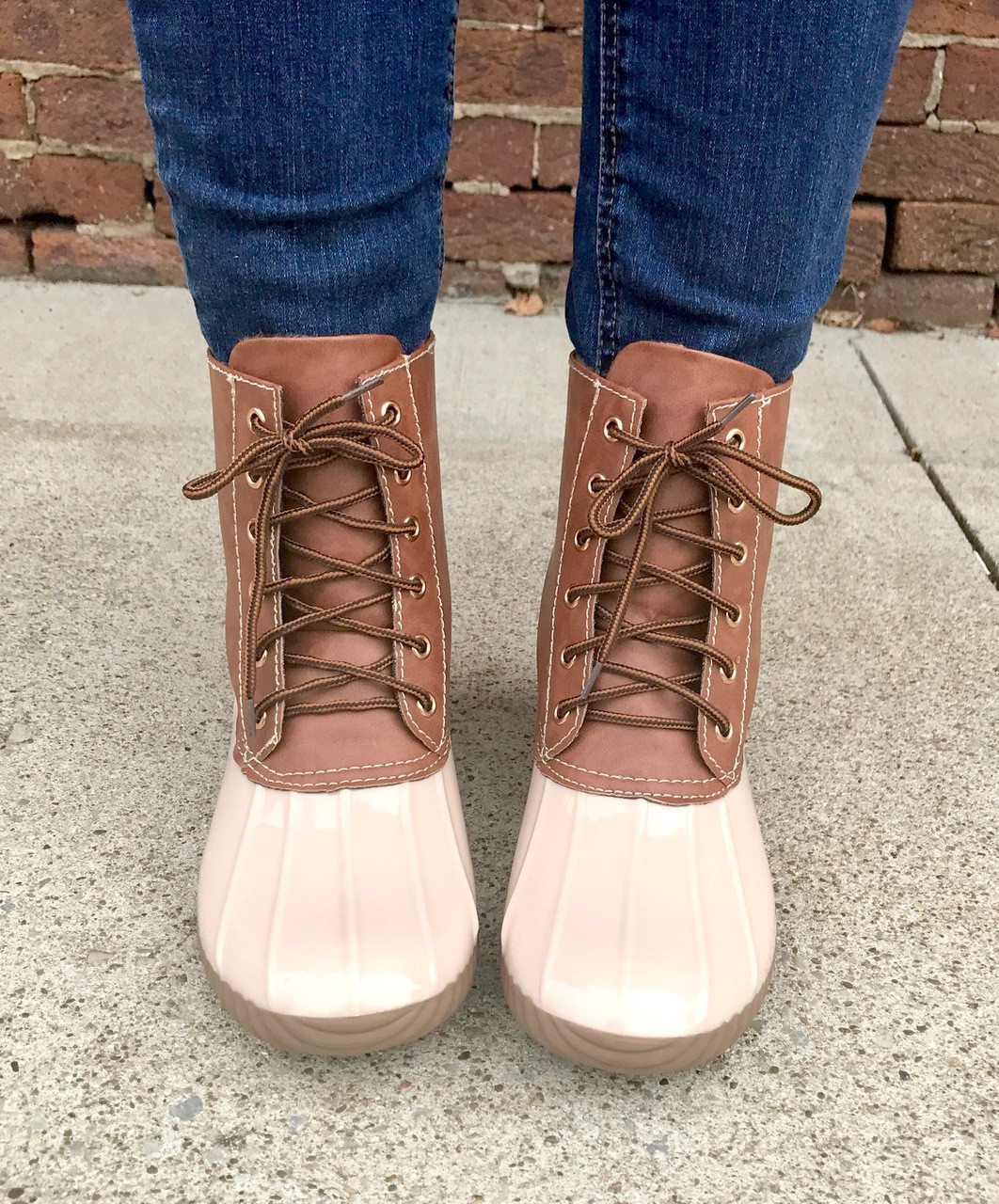 beige duck boots