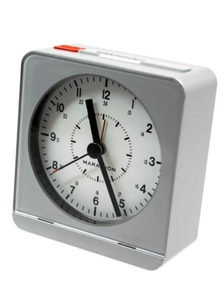 Marathon Alarm Clock with night light, silent running movement, snooze