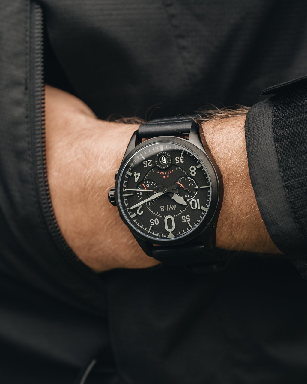 AVI-8 Spitfire Lock Chronograph, Slate Black, Japanese Meca-Quartz