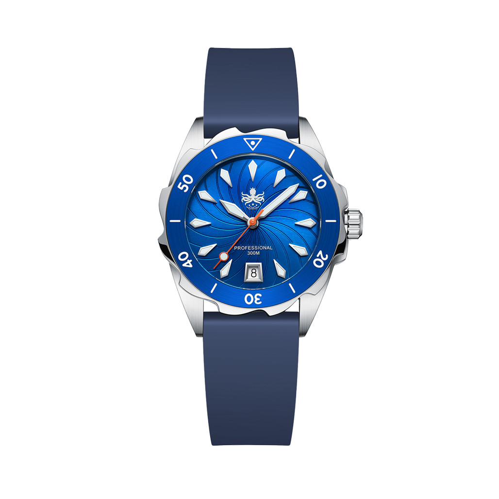 PHOIBOS Sea Nymph 300-Meter Swiss Quartz Dive Watch with Double