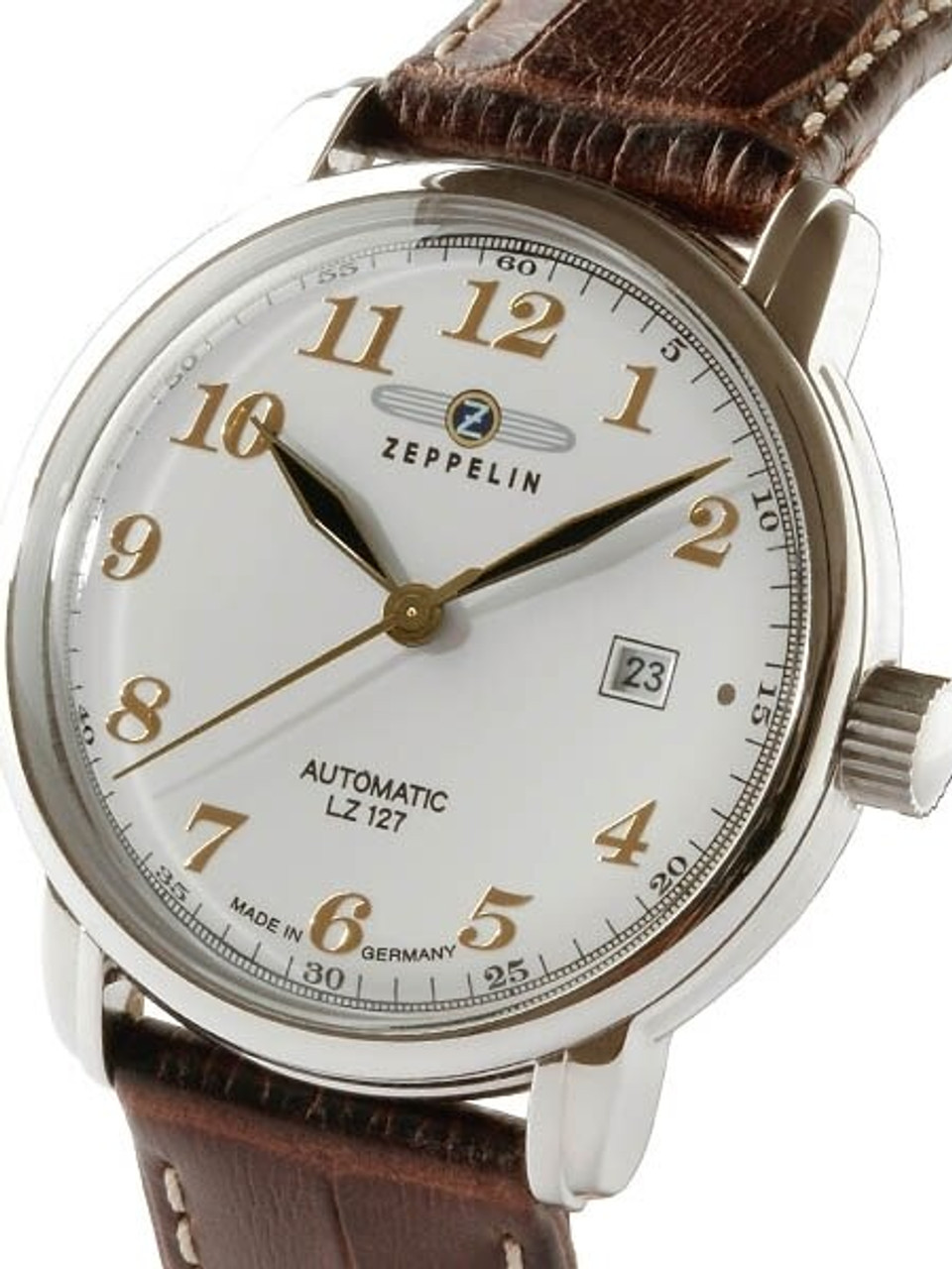 Scratch and Dent - Graf Zeppelin Automatic, Date Watch with Gold Tone  Applied Numbers #7656-1 2