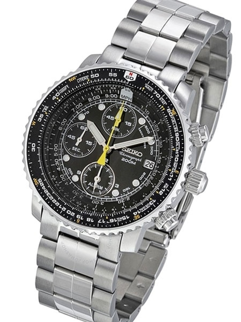 Seiko SNA411 SNA411P SNA411P1 Quartz Flight Chronograph Watch with