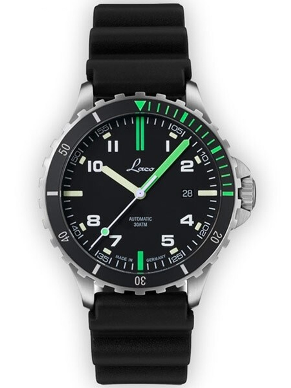 Laco Amazonas Automatic (42mm) Black & Green Dial / Stainless Steel  Bracelet 862107.MB - First Class Watches™ USA