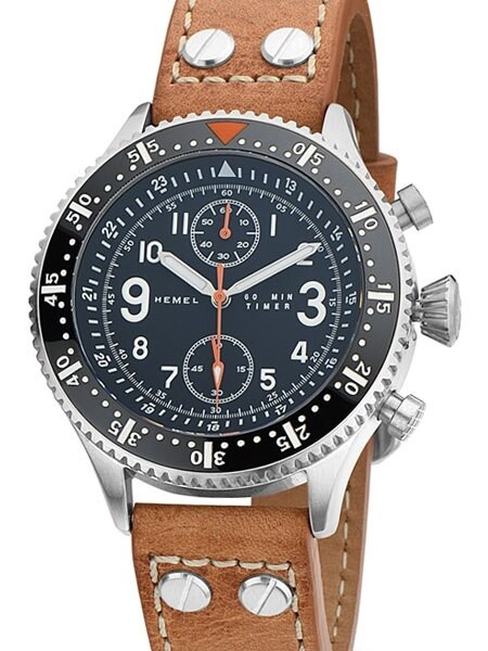 Heve ヘイヴ ピオニーペプラムＢＬ HEMEL Quartz Chronograph with Ceramic Bezel Watch #HF5