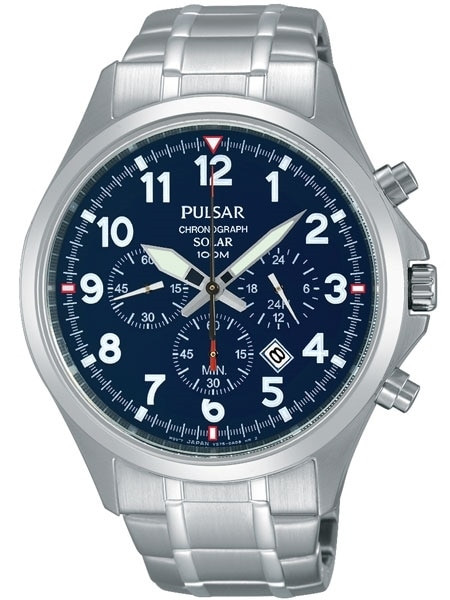 Pulsar Solar Powered Quartz Chronograph Watch with 43mm stainless steel