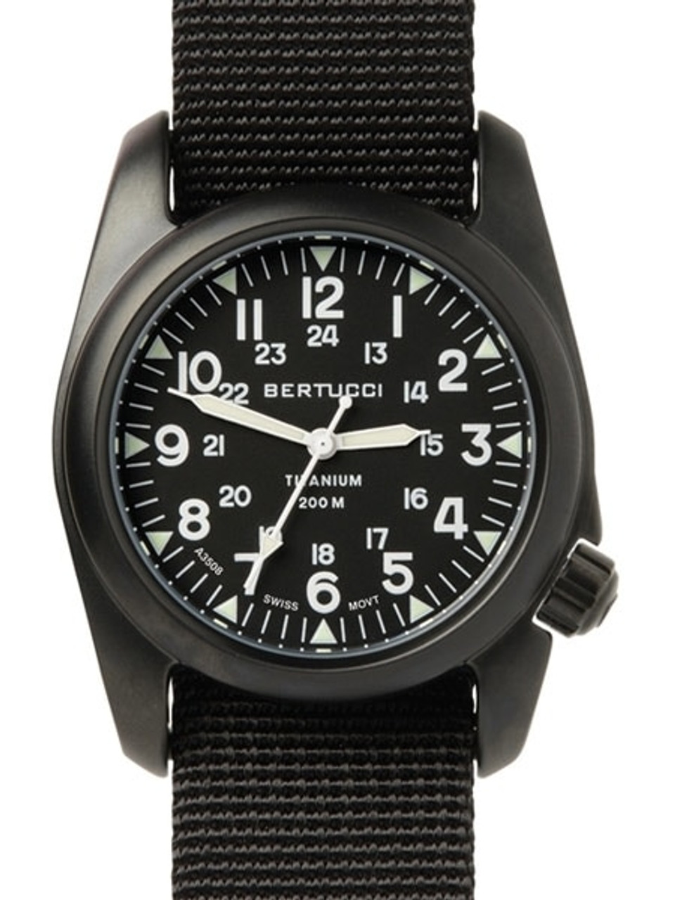 Bertucci A-2T Vintage Black Titanium Watch with Black Nylon Strap