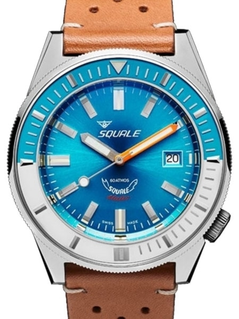 Squale Matic 600 meter Professional Swiss Automatic Dive watch with 44mm  Polished Case #Matic-Blue-Pol