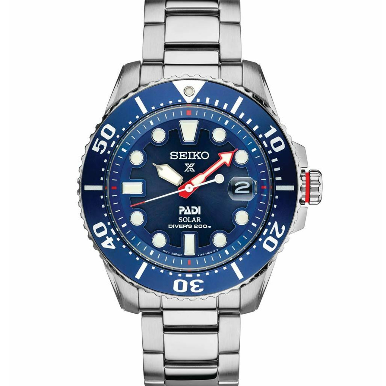 øjenbryn opdragelse ristet brød Seiko Special Edition PADI Prospex Solar Dive Watch with Blue Dial and  Stainless Steel Bracelet #SNE549