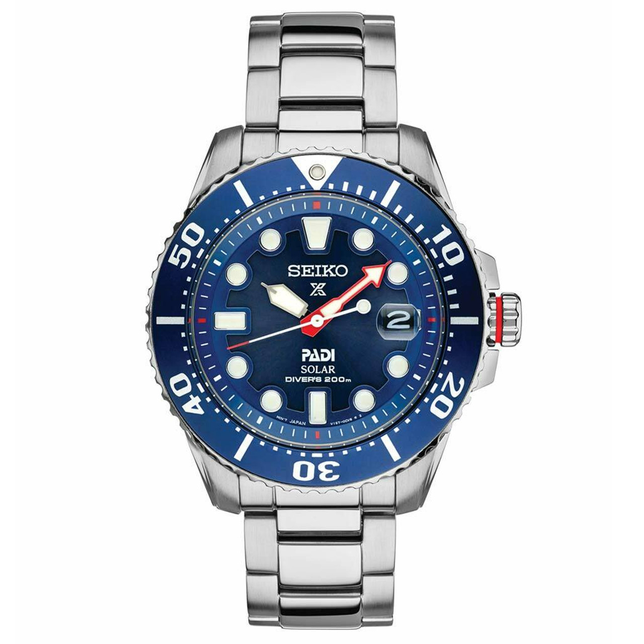 Seiko Special Editon Prospex PADI Solar Dive Watch with Stainless Steel  Bracelet #SNE549