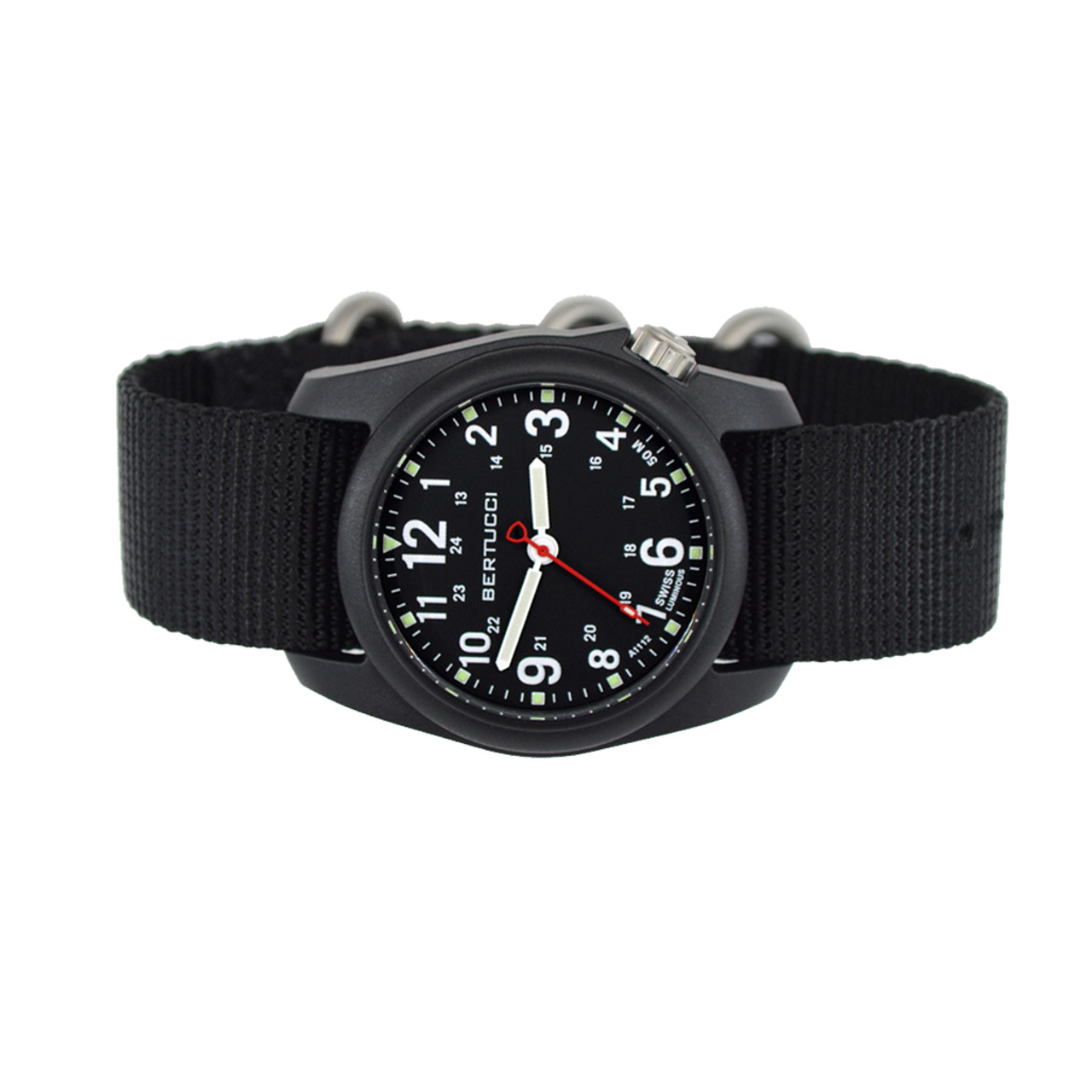 時計 BERTUCCI FIELD DX3 11015 Bertucci DX3 Field Poly Resin Watch, Black Nylon Strap