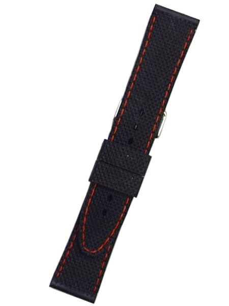 Toscana Black Silicone Rubber Dive Watch Band with Orange Stitching RUB