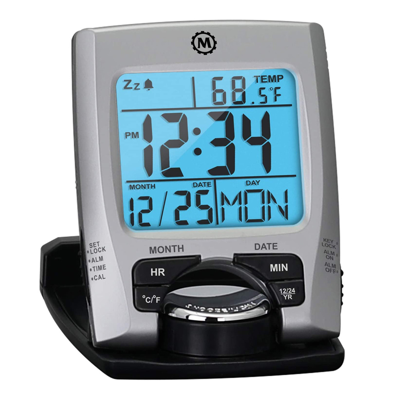 Marathon Travel Alarm Clock with Calendar, Temperature, 12 or 24 Hour  Format #CL030023