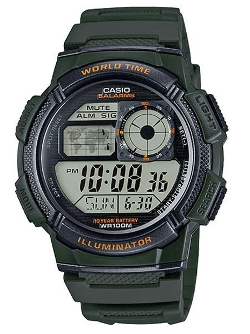 Casio Illuminator World Timel Alarm Watch with 31 Time Zones #AE-1000W-3AV