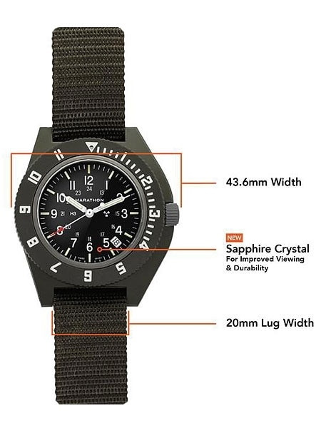 Marathon Swiss Quartz Navigator Pilot Watch with sapphire crystal