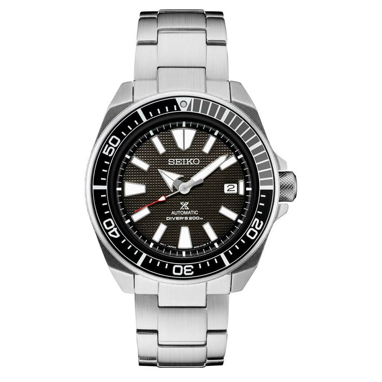 Seiko Samurai Prospex Automatic Dive Watch with Black Dial and Stainless  Steel Bracelet #SRPF03