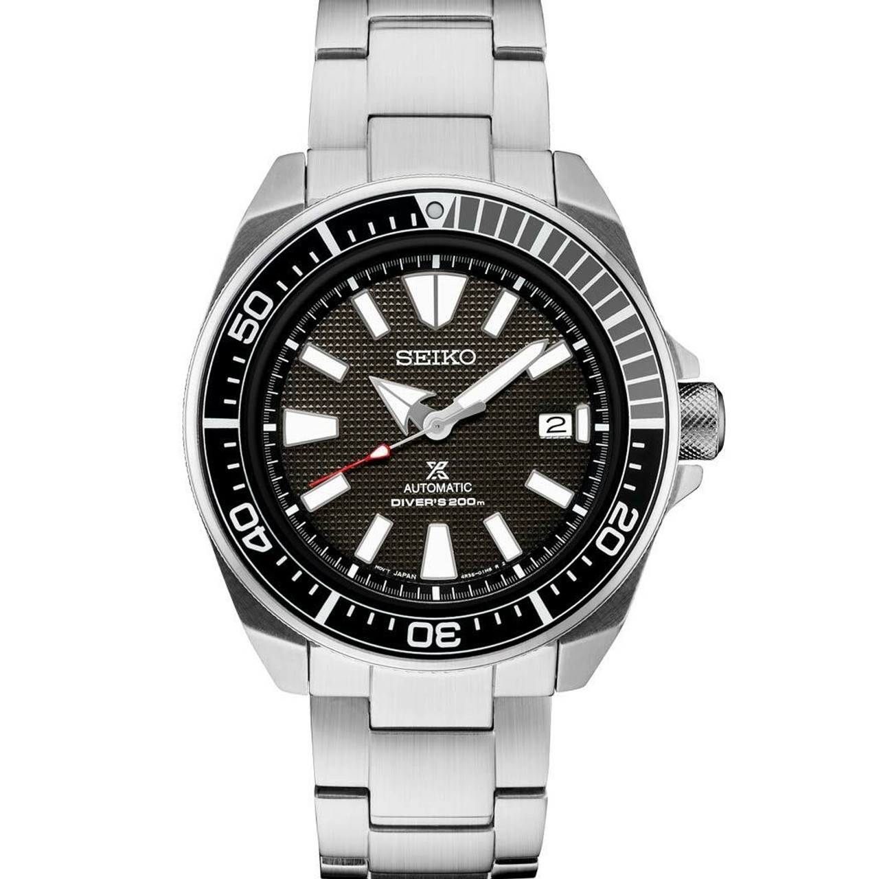 Seiko Samurai Prospex Automatic Dive Watch with Black Dial and Stainless  Steel Bracelet #SRPF03