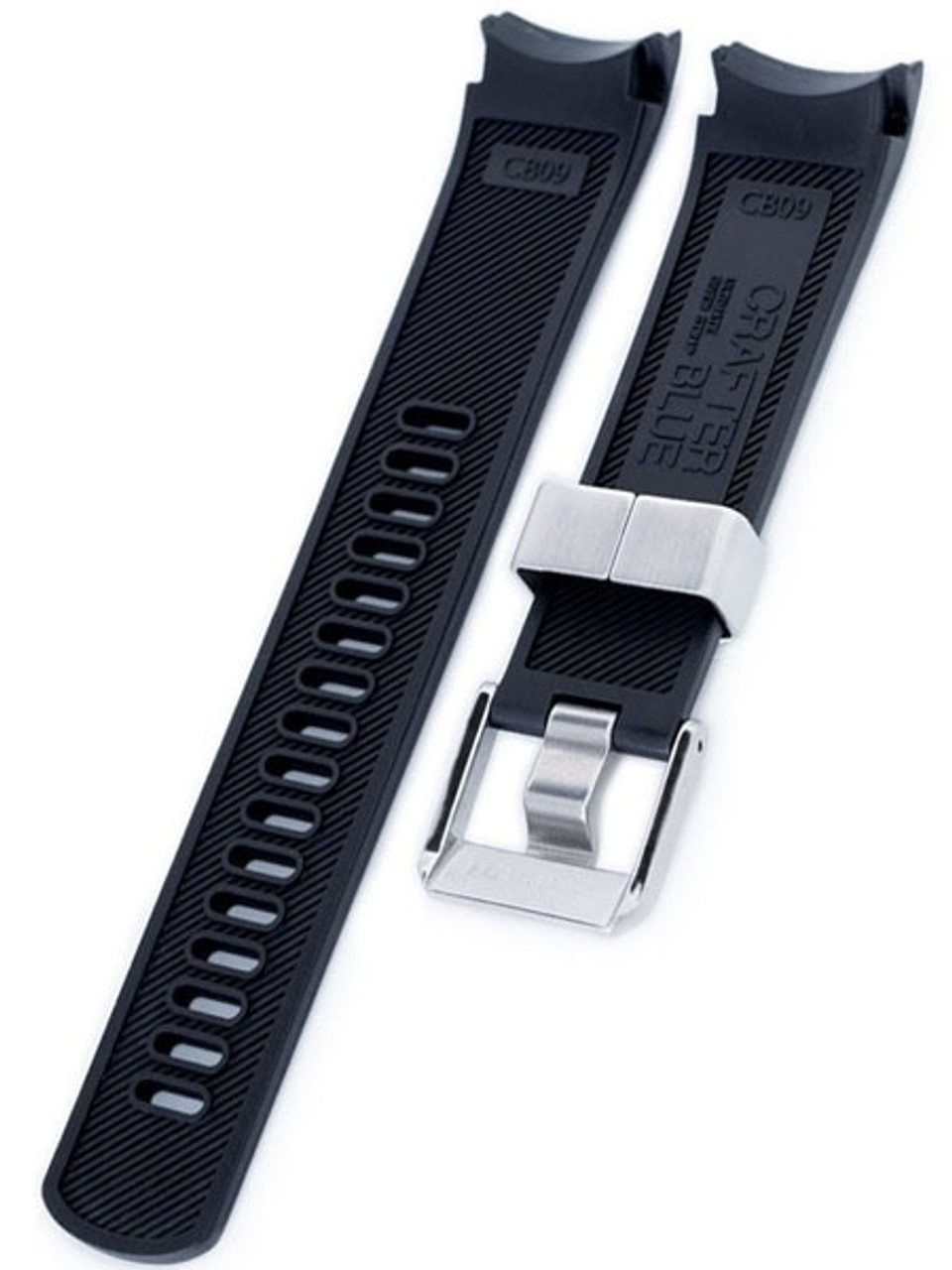 Crafter Blue NBR Rubber Dive Strap with Curved Ends for Seiko Samurai  #CB09-A (22mm)