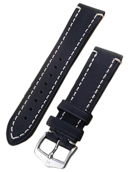 Hirsch XL Liberty One Piece Black Calf Leather Watch Strap #109202-50