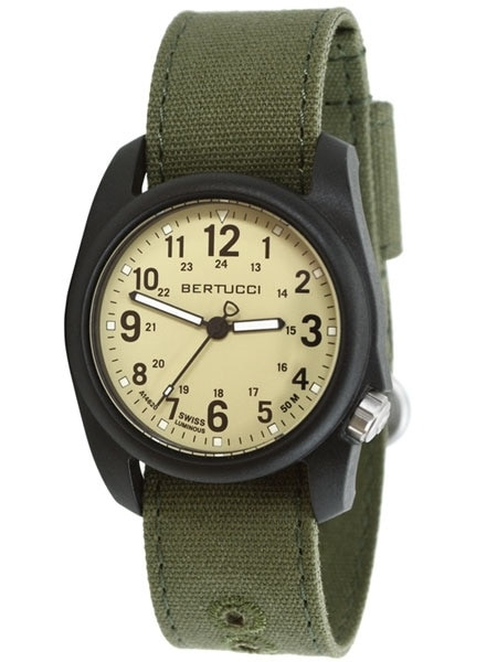 Bertucci DX3 Canvas field watch, Evergreen Canvas Strap, Saguaro