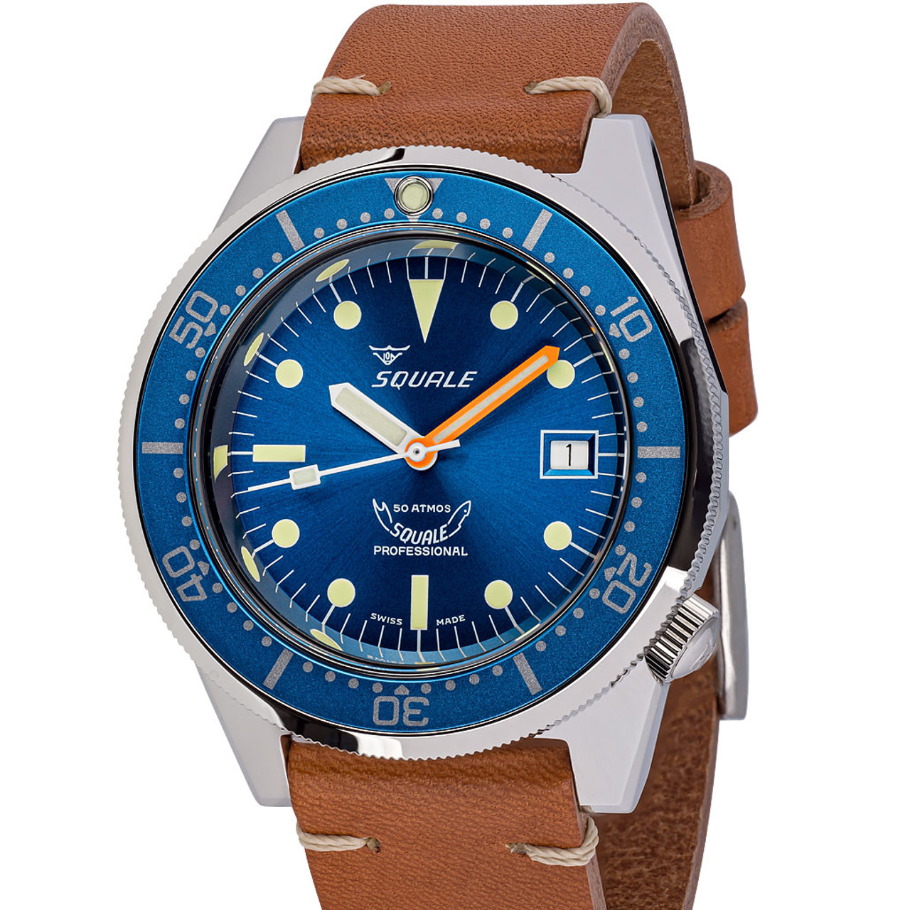 Squale MATIC CHOCOLATE LEATHER Automatic Brown Sunray Dial Brown ...