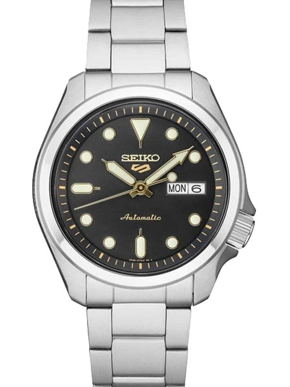 Seiko 5 Sports 24-Jewel Automatic Watch with Black Dial and SS Bracelet  #SRPE57