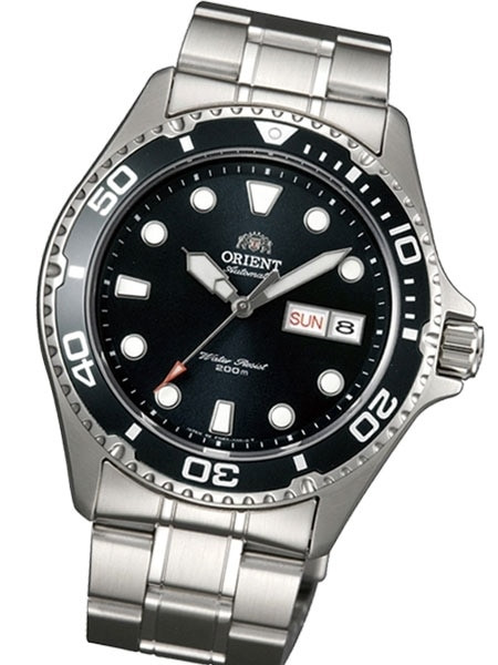 Orient Black Dial Automatic Dive Watch with Stainless Steel