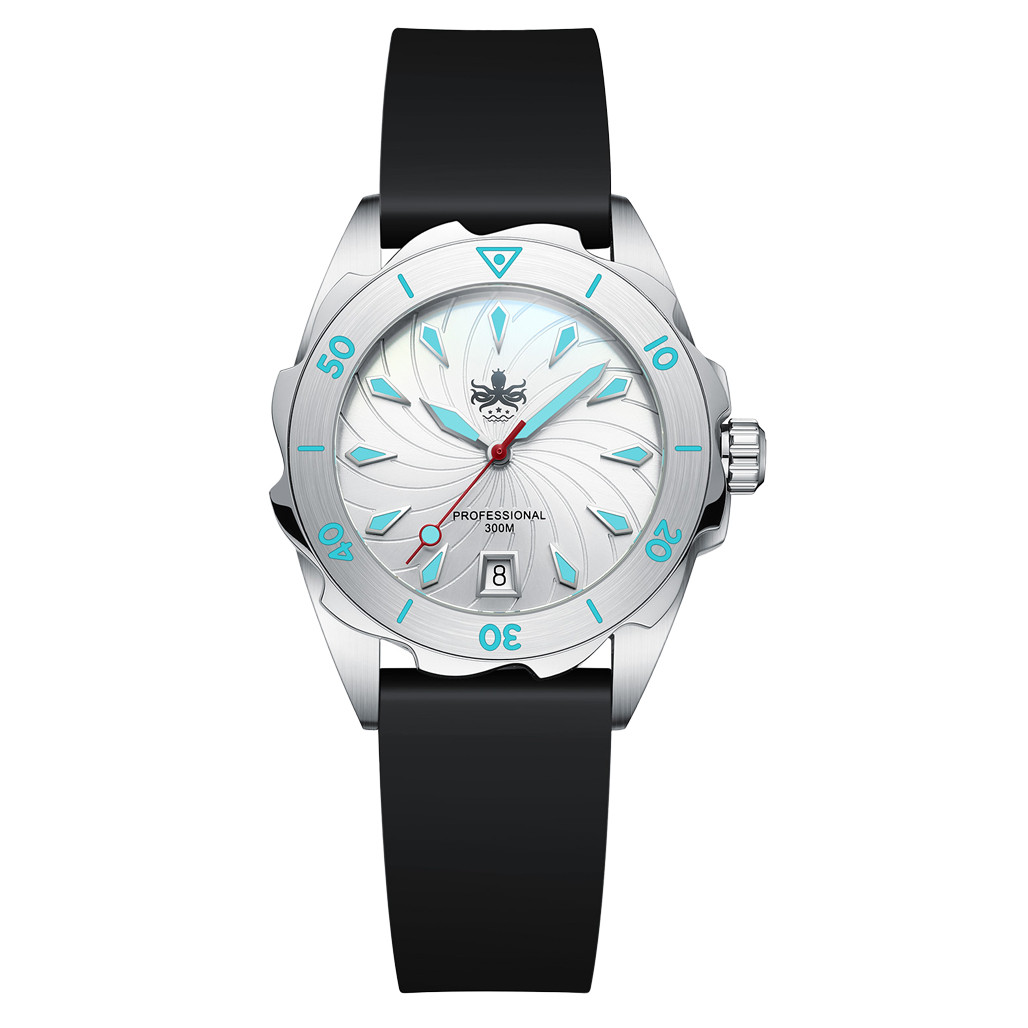 PHOIBOS Sea Nymph 300-Meter Swiss Quartz Dive Watch with Double