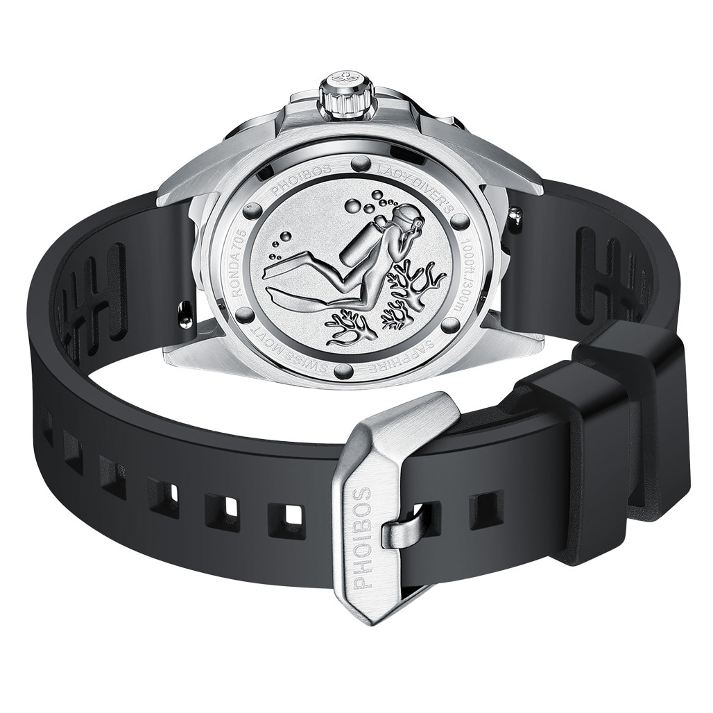 PHOIBOS Sea Nymph 300-Meter Swiss Quartz Dive Watch with Double
