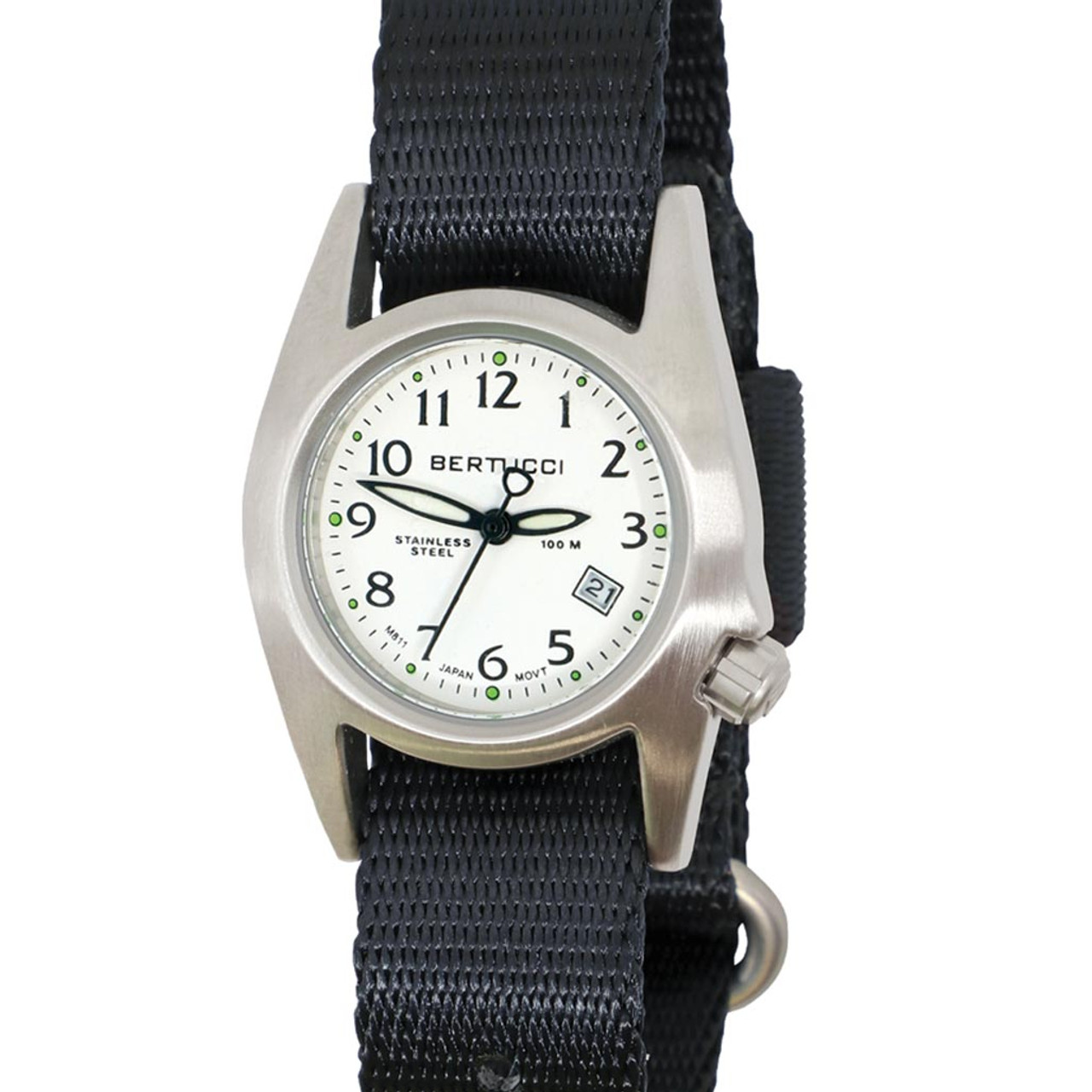 Bertucci Womens M-1S Stainless Steel Field Watch with a Black