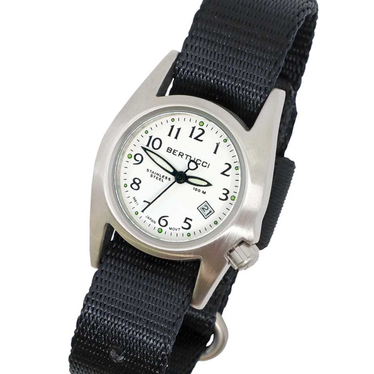 Bertucci Womens M-1S Stainless Steel Field Watch with a Black