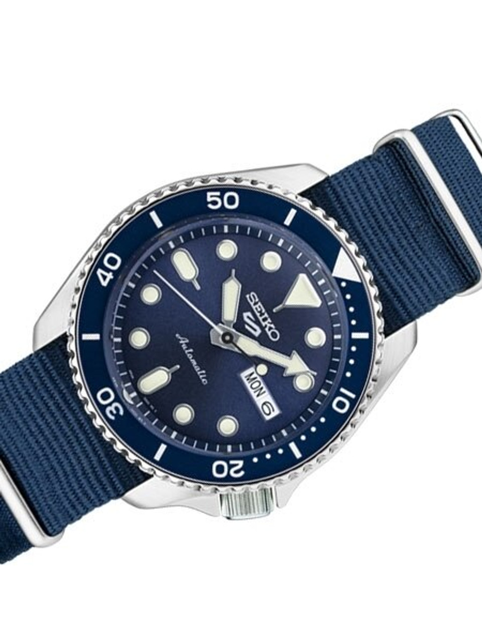 Seiko 5 Sports 24-Jewel Automatic Watch with Blue Dial and Nylon Strap  #SRPD87