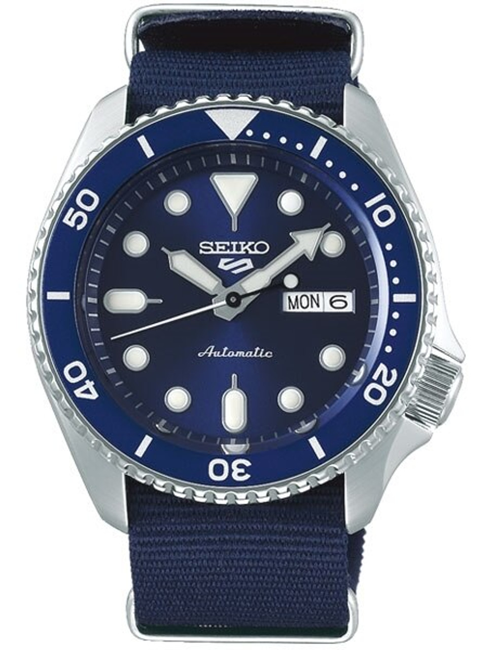 Seiko 5 Sports 24-Jewel Automatic Watch with Blue Dial and Nylon Strap  #SRPD87