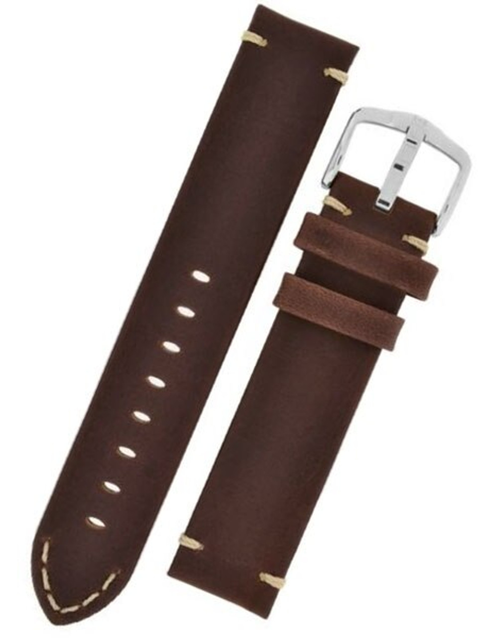 14mm Hirsch Genuine Calfskin Leather Braided Brown Tan Watch Band Regular