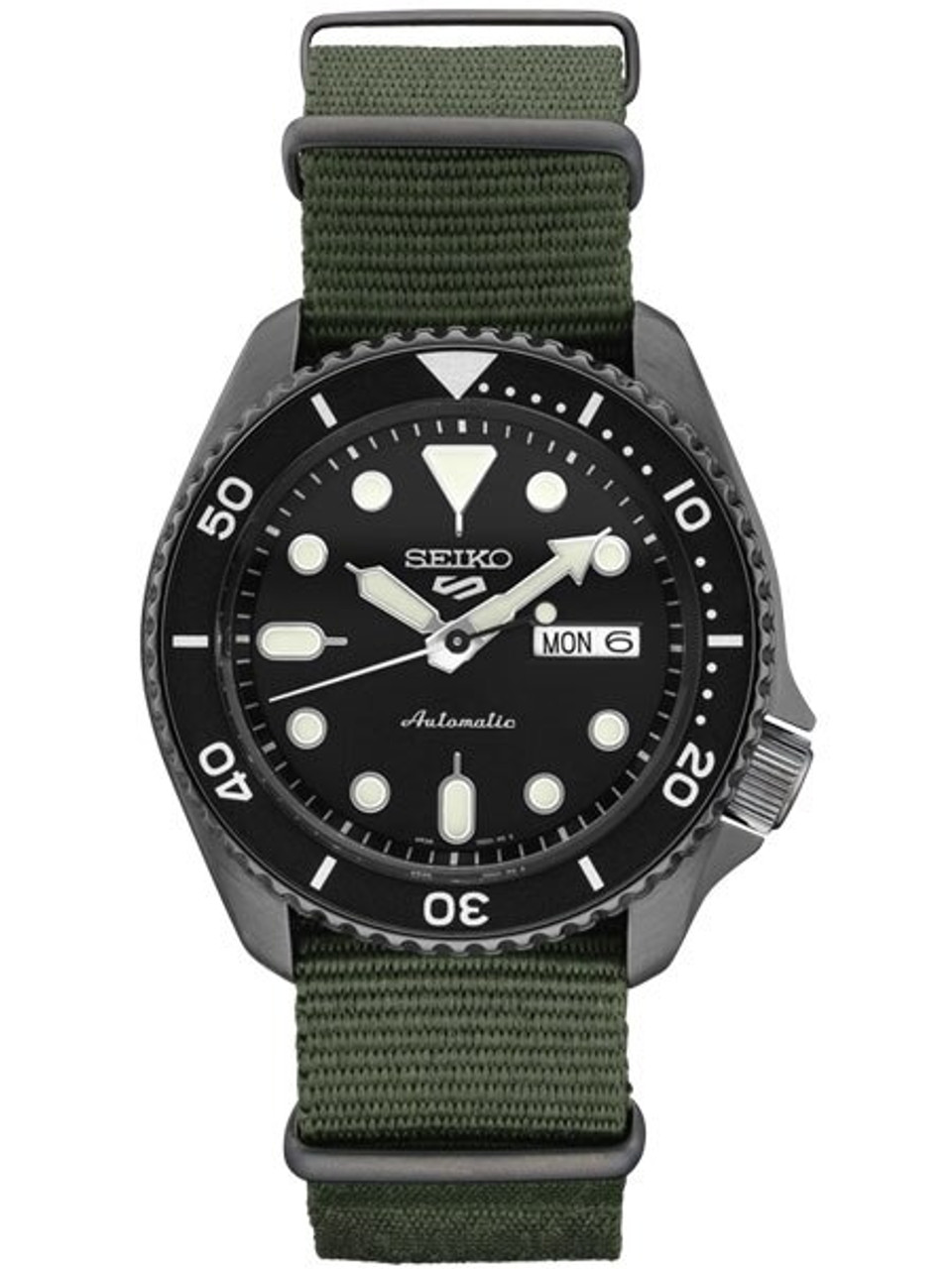 Seiko 5 Sports Automatic 24-Jewel Watch with Deep Black Dial #SRPD91