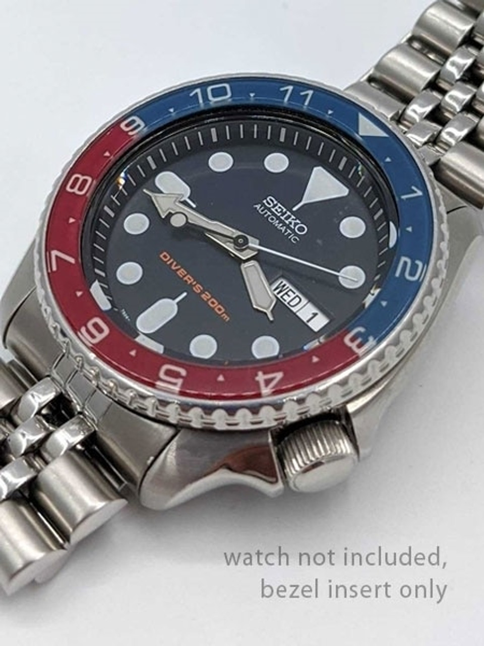Dual-Time Blue-Red Luminous Sapphire Bezel Insert for Seiko SKX007, SKX009,  SKX011 watches #C28