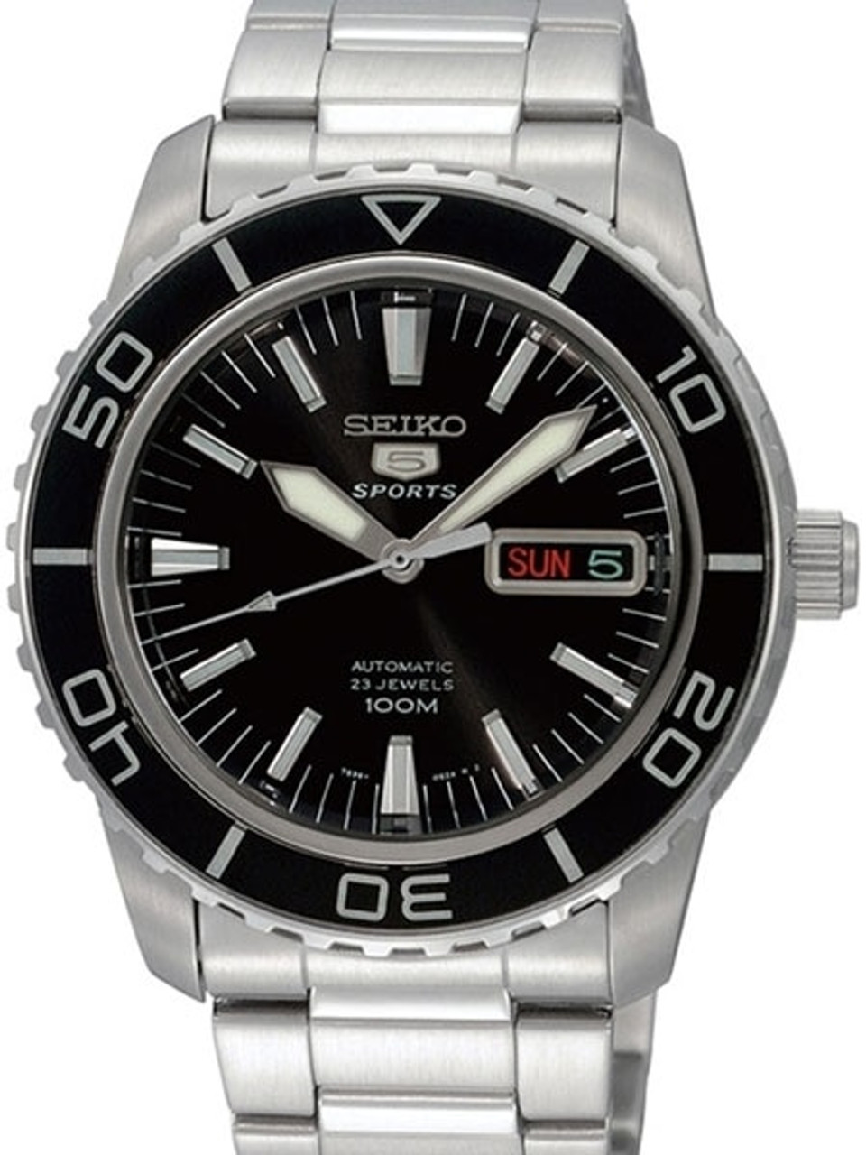 Seiko 41mm Sports 5, 23-Jewel Automatic Watch with Day and Date Window  #SNZH55K1