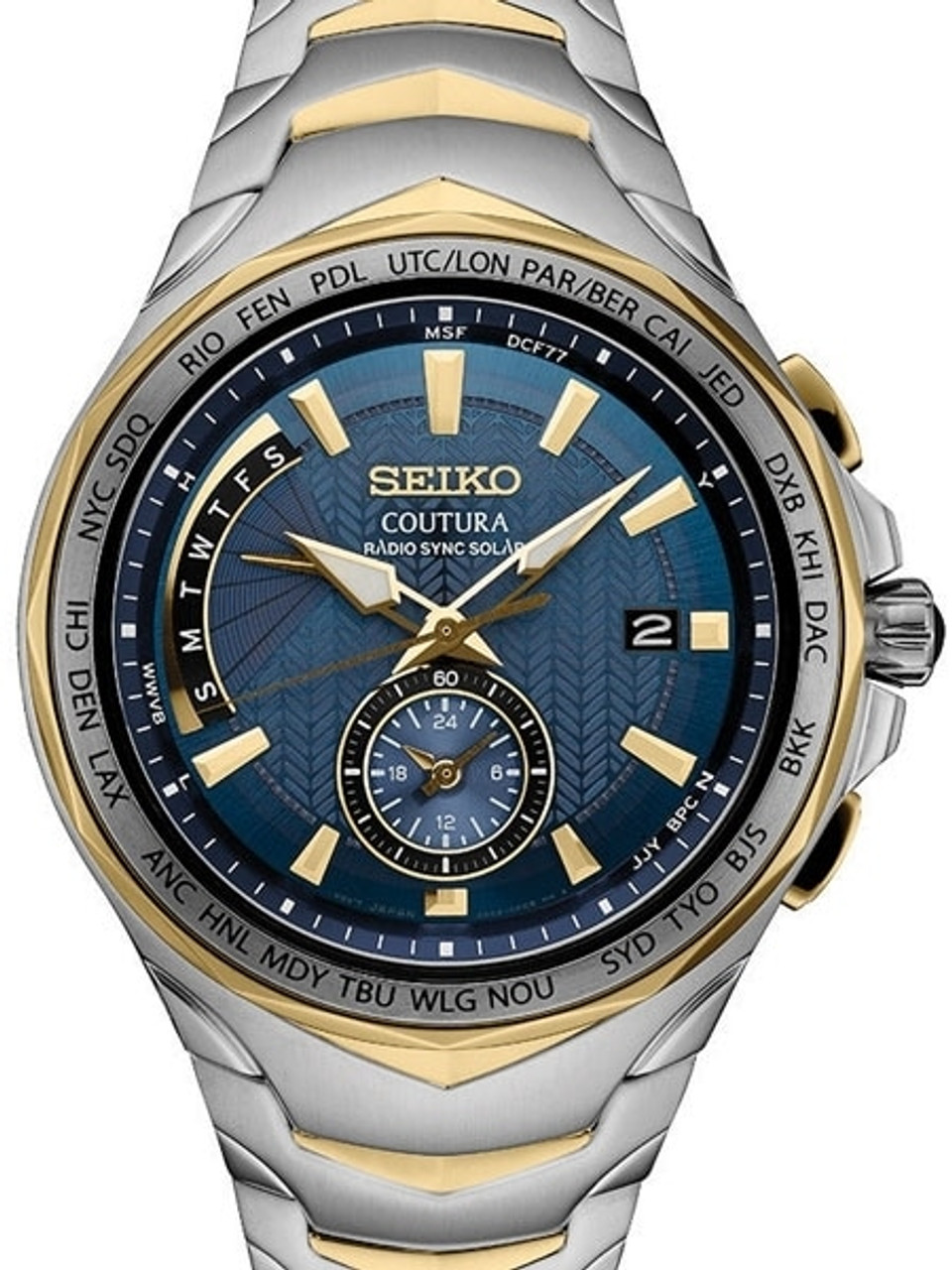 Seiko Radio Synced, Solar Powered, World Time Watch with Dual Time #SSG020