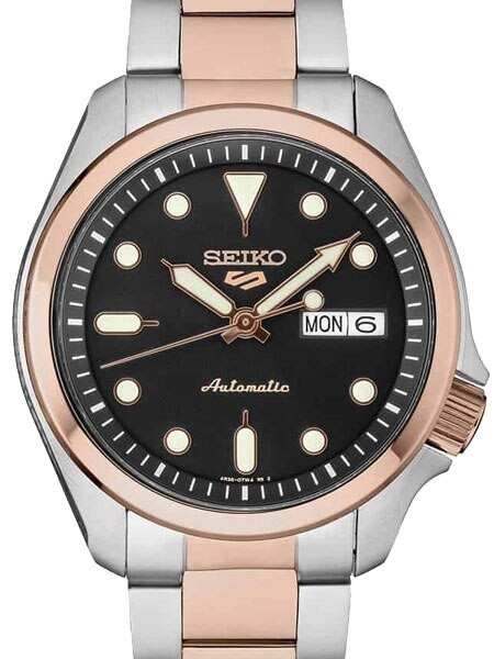 Seiko 5 Sports Two-Tone Automatic 24-Jewel Watch with Black Dial #SRPE58