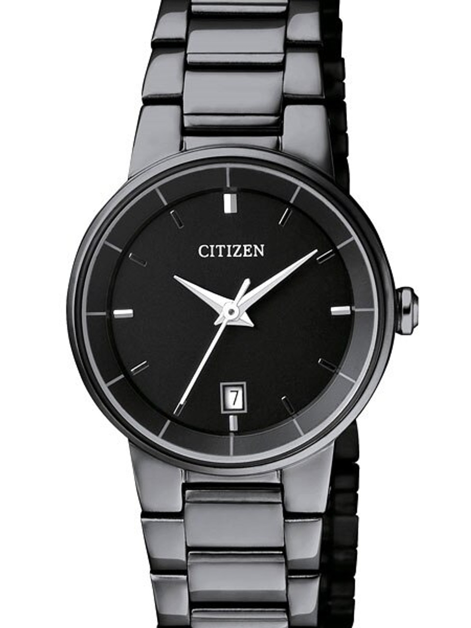 Citizen Quartz Black Ion, Thin Dress Watch with Matching Bracelet  #EU6017-54E
