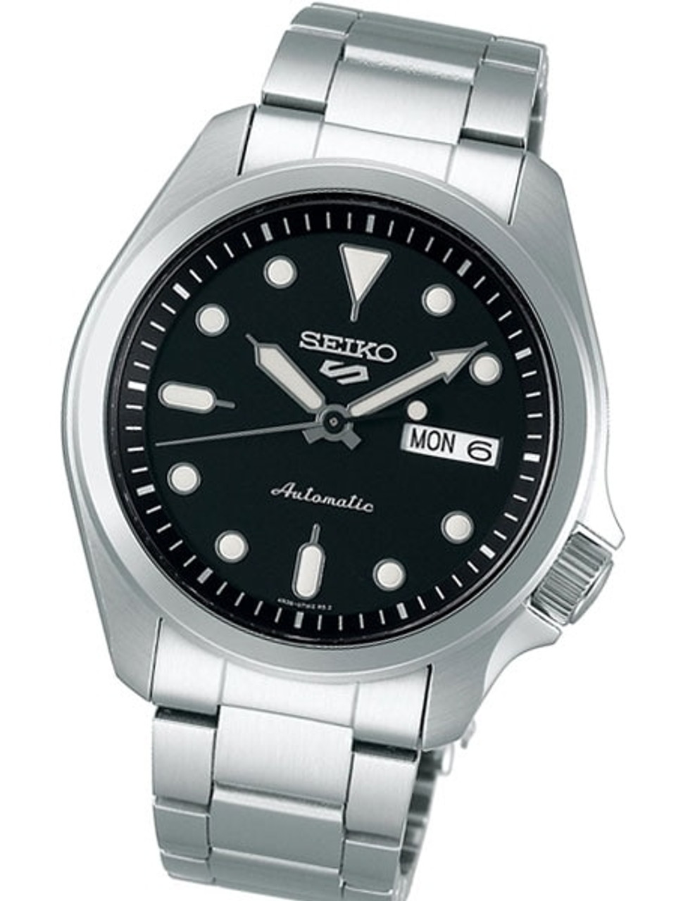 Seiko 5 Sports 24-Jewel Automatic Watch with Black Dial and SS Bracelet  #SRPE55