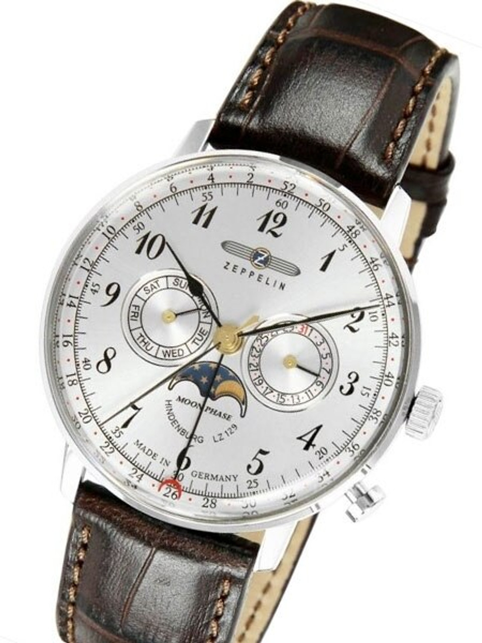 Graf Swiss Hindenburg Moonphase, Series #7036-1 LZ129 Zeppelin Calendar Quartz Watch