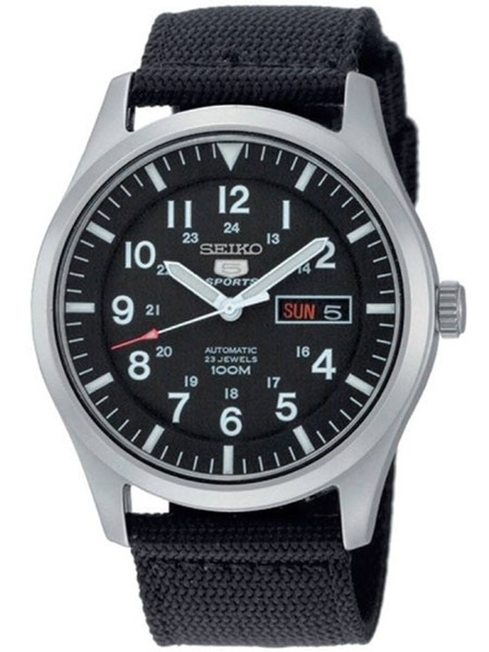 Military Dial Automatic Watch 42mm Case, Black Canvas Strap #SNZG15K1