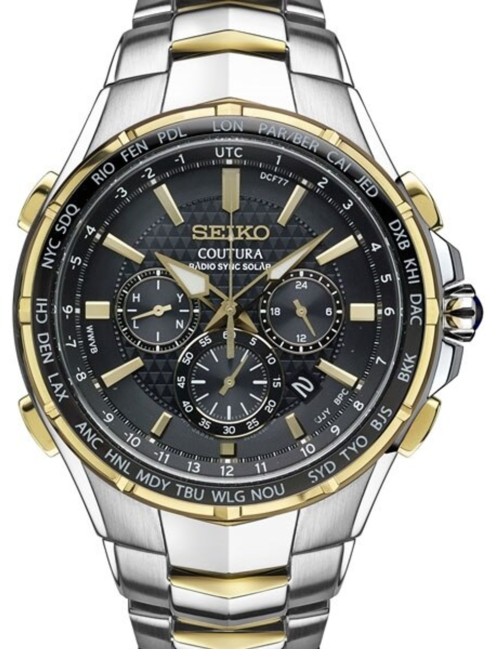 Seiko Radio-Controlled, Solar Powered Chronograph Watch with 45mm 