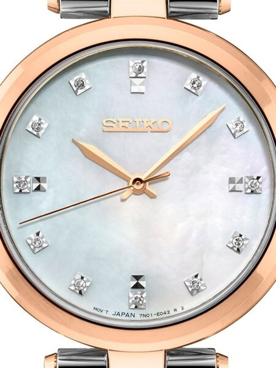 Seiko SRZ534 Ladies Two-Tone Quartz Dress Watch with 12 diamond