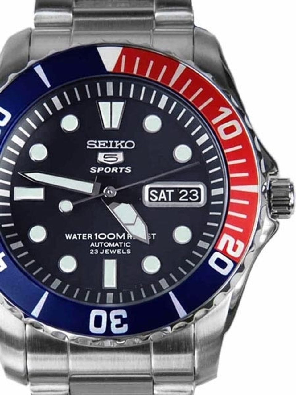 Seiko 42mm Sports 5, 23-Jewel Automatic Watch with Day and Date Window  #SNZF15K1