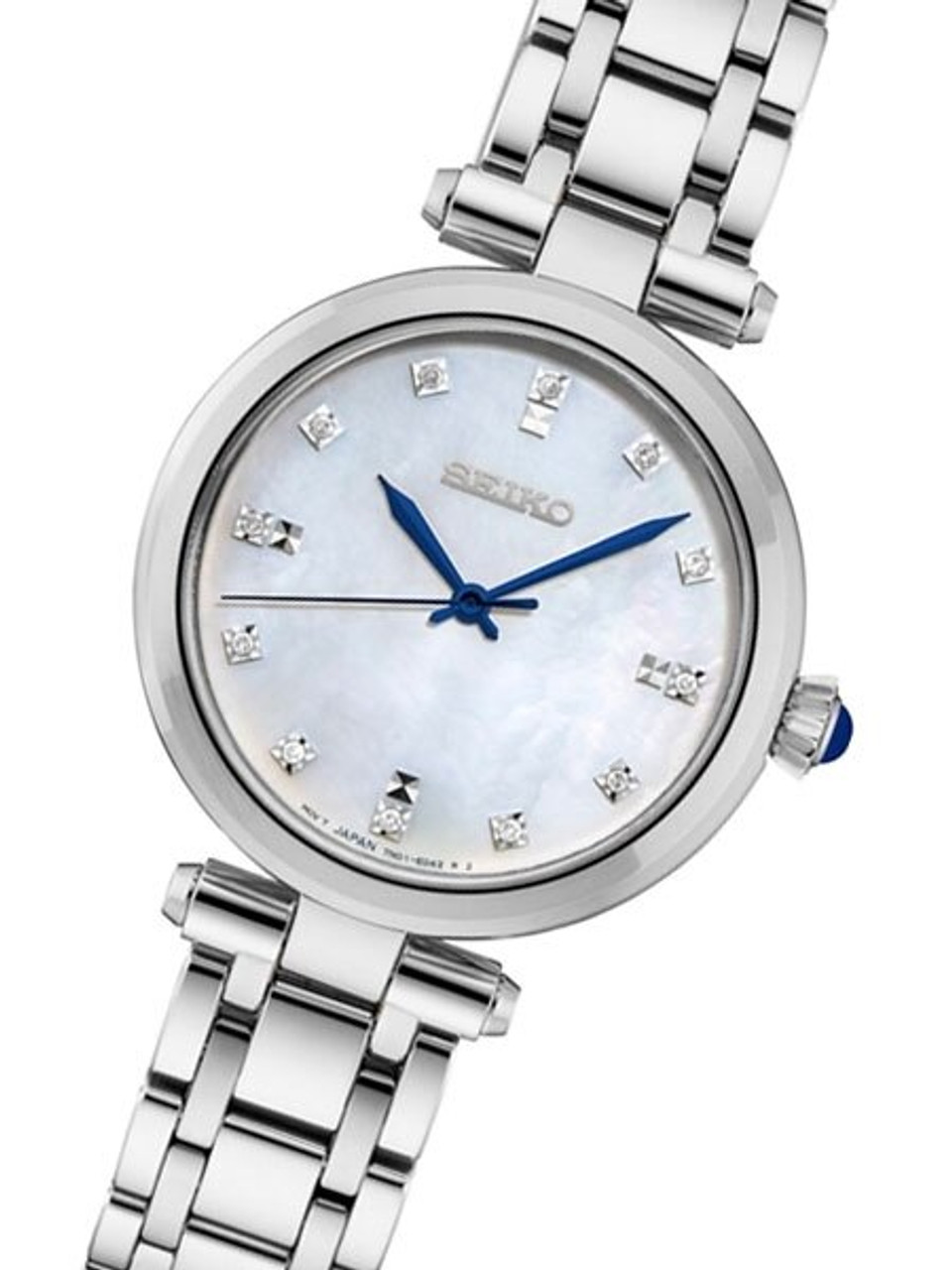 Seiko Ladies Quartz Dress Watch with with 12 Diamond Hour Markers, Mother  of Pearl Dial #SRZ529