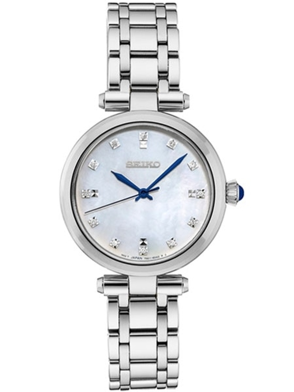 Seiko Ladies Quartz Dress Watch with with 12 Diamond Hour Markers, Mother  of Pearl Dial #SRZ529